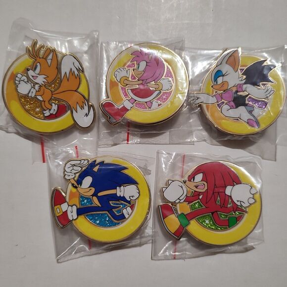 Sonic The Hedgehog Character Ring Blind Bag Series Enamel Pins Official Set Of 5 - Picture 1 of 8